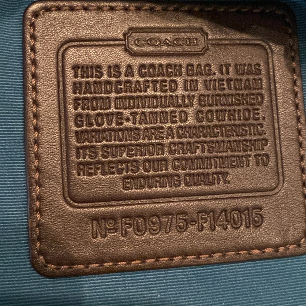 Coach Brown Leather Top Handle Turnlock Pocket Zipper Satchel Shoulder Bag - Picture 7 of 16